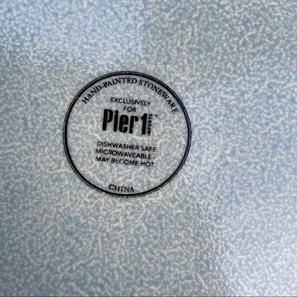 Pier 1 blue handpainted stoneware dinner plate - Picture 9 of 17